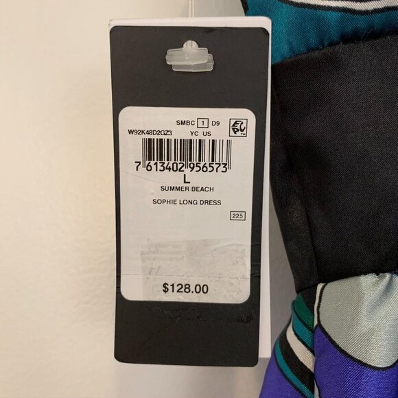 NWT Guess Abstract Print Black Bow Front Dress L - Picture 5 of 9